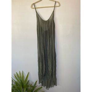 Mikoh Biarritz Maxi Dress Olive Green Stripe Sheer